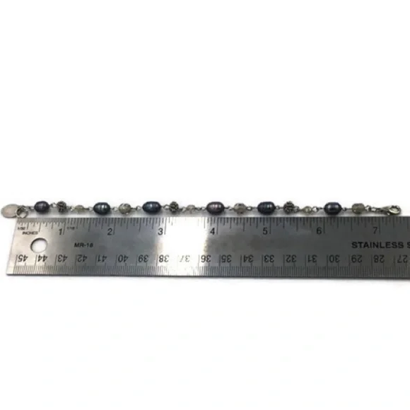 Anne Klein Blue Pearl Silver Tone Bracelet - Picture 4 of 5